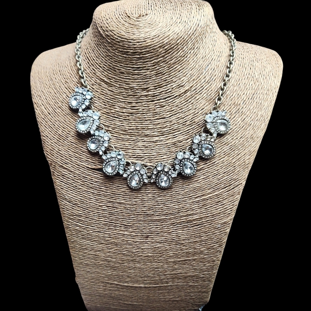 Vintage 16-18" Rhinestone Choker In Brass - Picture 2 of 4